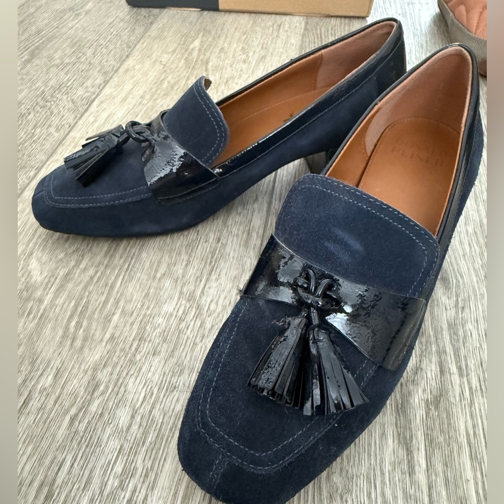 Donald J. Pliner Navy and Black Tassel Loafers